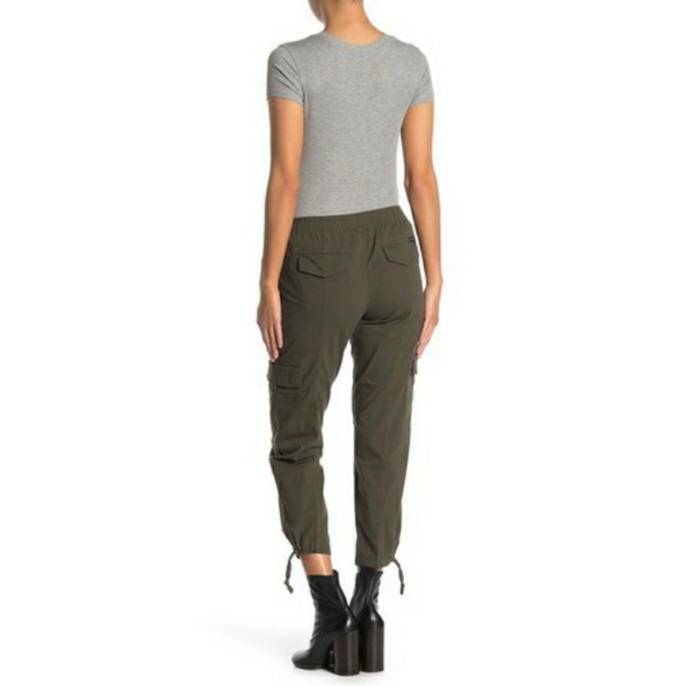 NWT Sanctuary Dark Olive Poplin Cargo Crop Pant - Picture 3 of 5